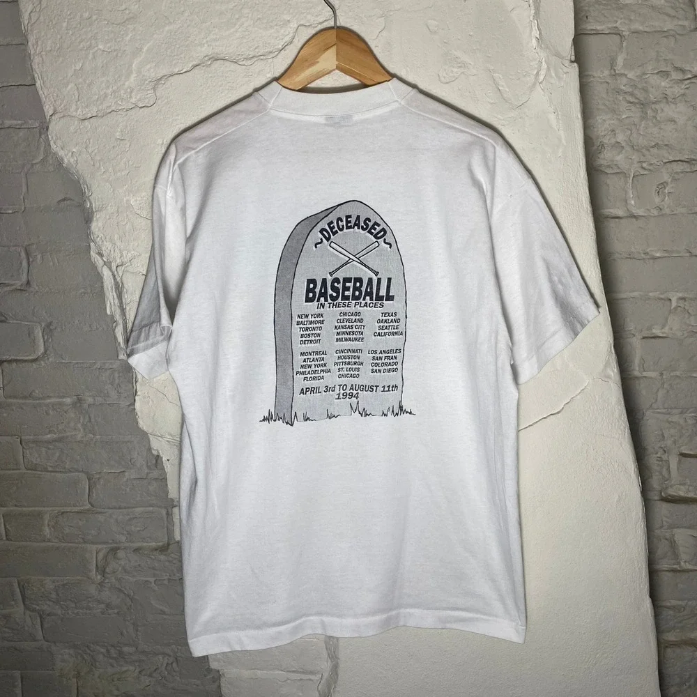 Vintage 1994 Who Killed Baseball MLB Player Strike T-Shirt Large‎